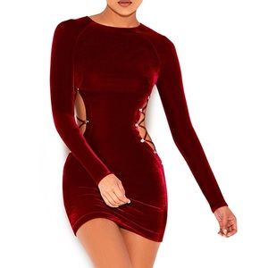 Ruby red velvet dress.